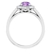 Platinum Natural Amethyst & 1/3 CTW Natural Diamond Ring